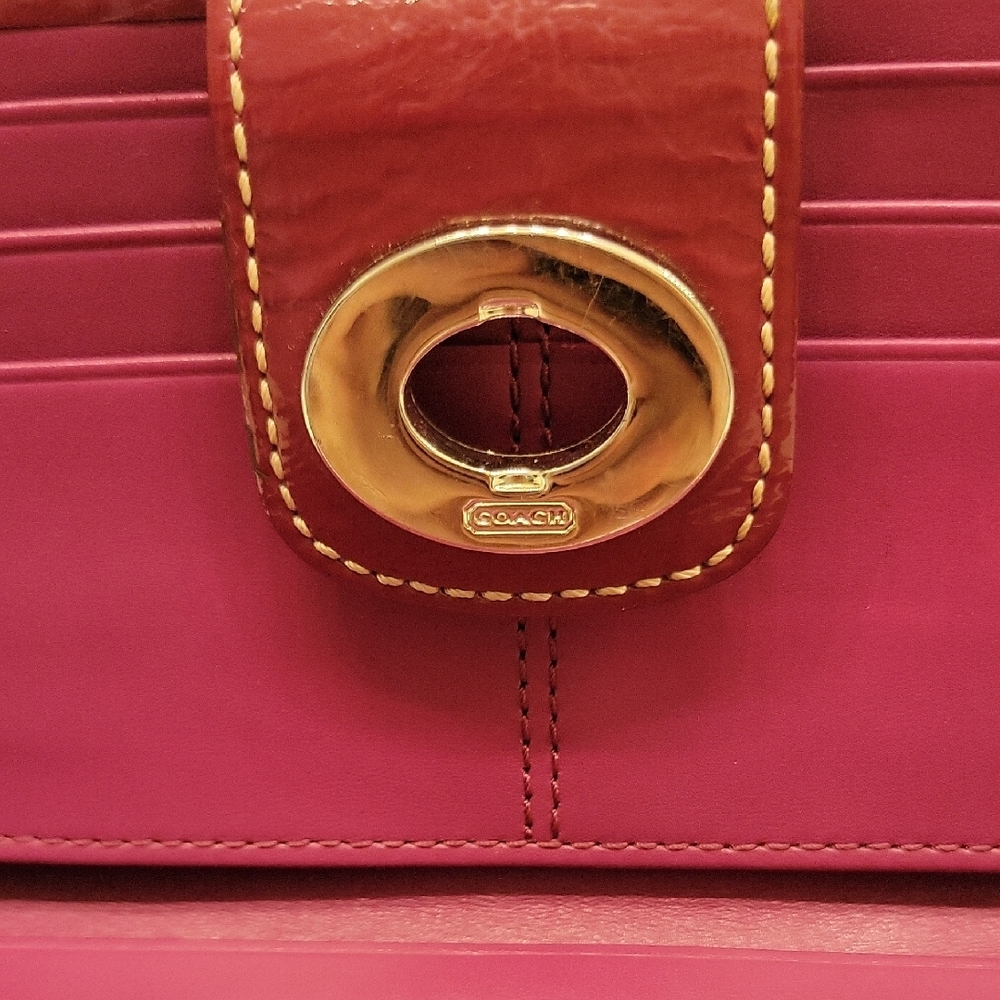 Coach Brown and Burgundy/Pink Wallet Signature Collection - Picture 3 of 14